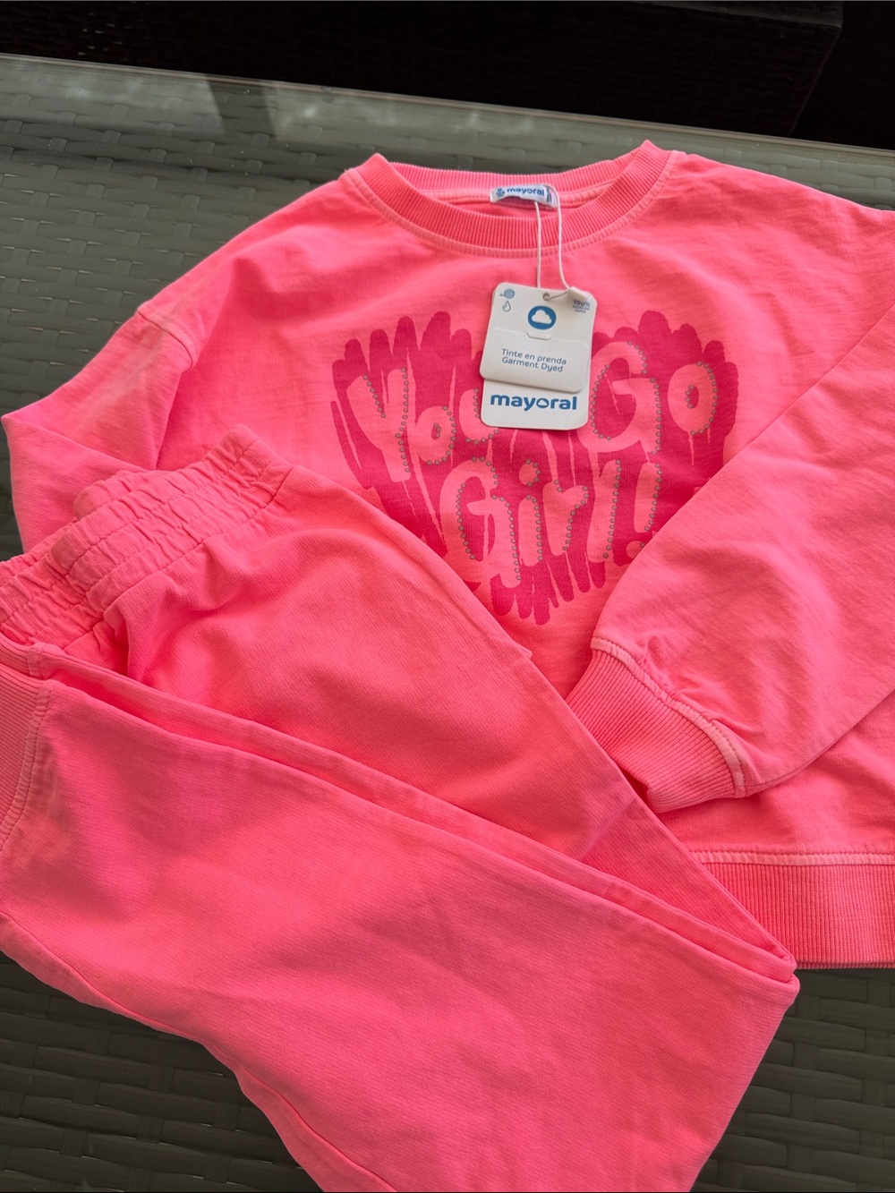 Mayoral Neon Pink Girls Sweatshirt & Joggers Set